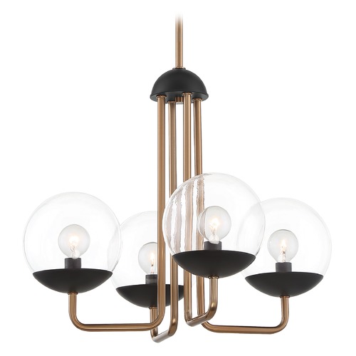 Outer Limits Painted Bronze & Natural Brushed Brass Chandelier by George Kovacs