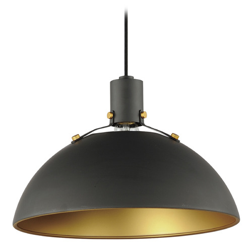 Maxim Lighting Dawn Antique Brass & Black Pendant Light with Bowl / Dome Shade