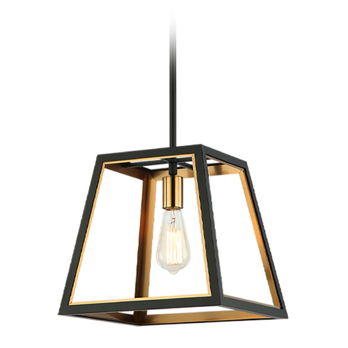 Rosalie Matte Black & Aged Gold Brass Pendant by Matteo Lighting