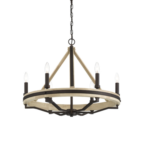 Sonoma 6-Light Chandelier in Dark Bronze & Wood by Minka Lavery