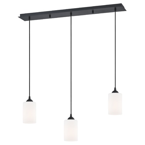 Design Classics Lighting 36-Inch Linear Pendant with 3-Lights in Matte Black Finish with Satin White Glass 5833-07 GL1028C