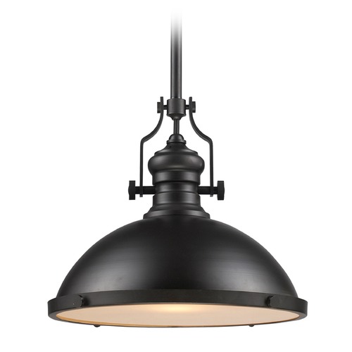 Elk Lighting Elk Lighting Chadwick Oiled Bronze LED Pendant Light with Bowl / Dome Shade 66138-1-LED