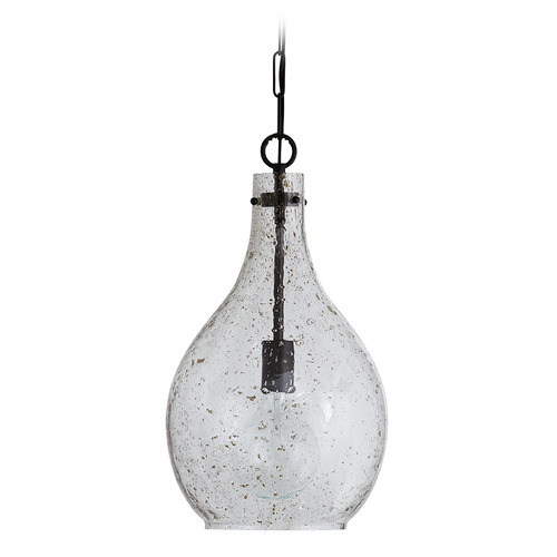 Capital Lighting Rabun Stone Seeded Glass Pendant in Matte Black by Capital Lighting 333813MB-472