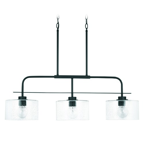 HomePlace by Capital Lighting Jake 36-Inch Island Light in Matte Black with Clear Seeded Glass 838435MB