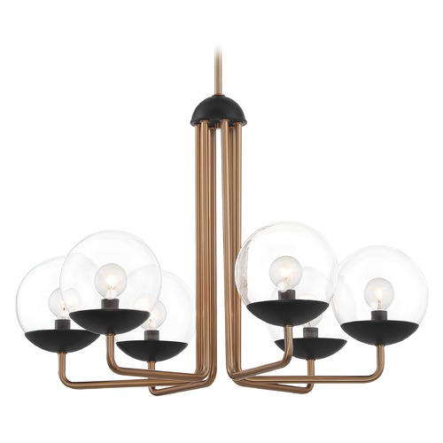 Outer Limits Painted Bronze & Natural Brushed Brass Chandelier by George Kovacs