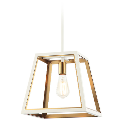 Matteo Lighting Rosalie White & Aged Gold Brass Pendant by Matteo Lighting C72101WHAG