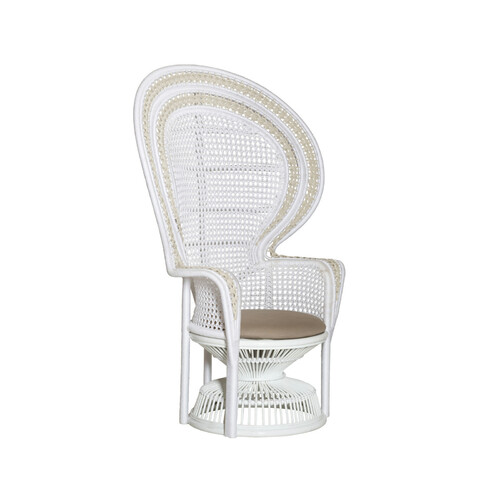 Emanuelle White Armchair with Linho Sand Fabric by Currey & Company
