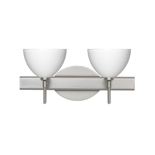 Modern Bathroom Light White Glass Satin Nickel by Besa Lighting