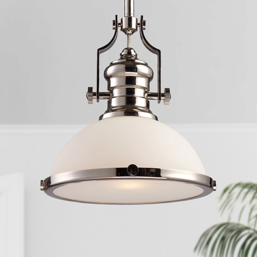 Elk Lighting Chadwick Polished Nickel LED Pendant Light with Bowl / Dome Shade