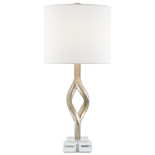 Currey and Company Lighting Currey and Company Elyx Chinois Silver Leaf Table Lamp with Drum Shade 6000-0071