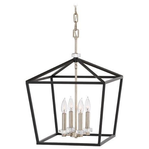 Hinkley Stinson 4-Light Black & Polished Nickel Mini-Chandelier by Hinkley Lighting 3535BK