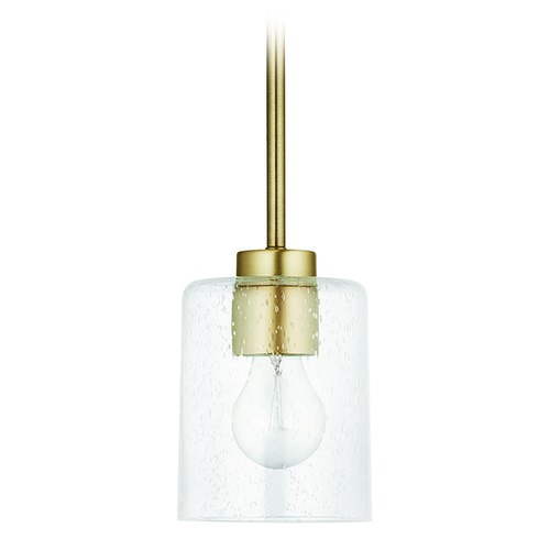 HomePlace by Capital Lighting Greyson Mini Pendant in Aged Brass with Seeded Glass by HomePlace 328511AD-449