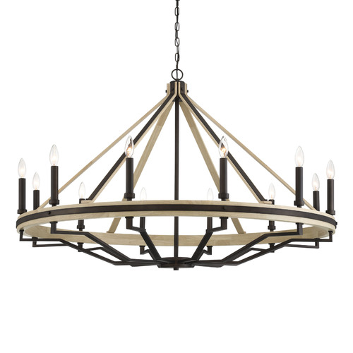 Sonoma 12-Light Chandelier in Dark Bronze & Wood by Minka Lavery