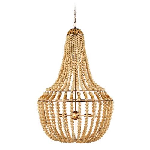 Currey and Company Penelope Beige & Antique Brass Chandelier