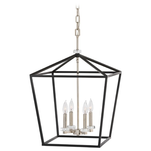 Hinkley Stinson 4-Light Black & Polished Nickel Mini-Chandelier by Hinkley Lighting 3536BK