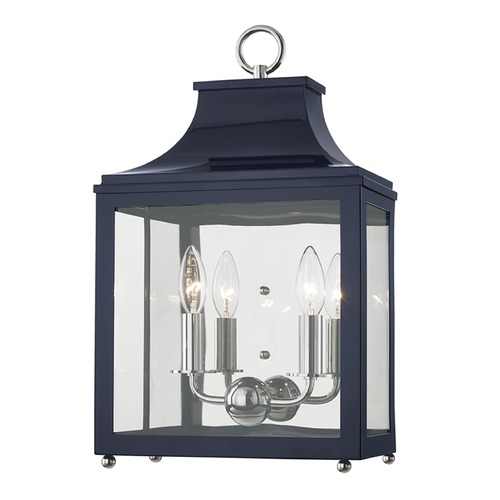 Mitzi by Hudson Valley Leigh Polished Nickel & Navy Sconce by Mitzi by Hudson Valley H259102-PN/NVY
