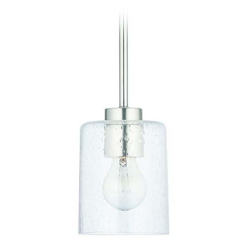 HomePlace by Capital Lighting HomePlace Greyson Brushed Nickel 1-Light Pendant Light with Clear Seeded Glass 328511BN-449