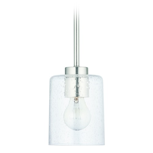 Greyson 4.75-Inch Brushed Nickel Pendant with Clear Seeded Glass by HomePlace by Capital Lighting