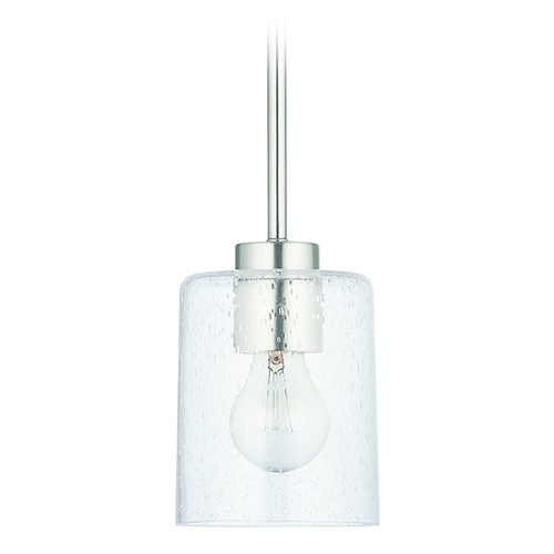 HomePlace by Capital Lighting Greyson 4.75-Inch Brushed Nickel Pendant with Clear Seeded Glass by HomePlace by Capital Lighting 328511BN-449