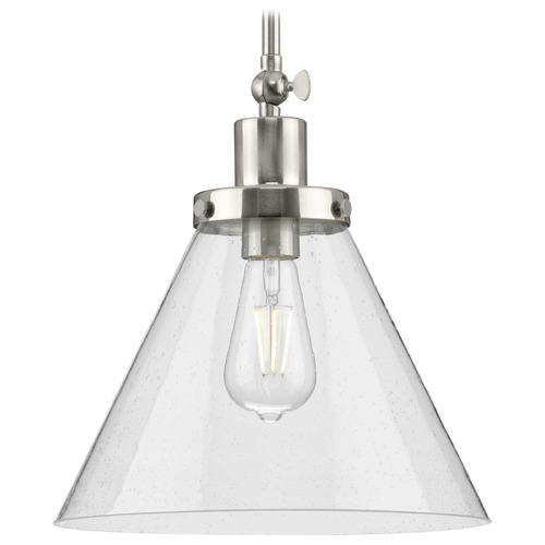 Progress Lighting Progress Lighting Hinton Brushed Nickel Pendant Light with Conical Shade P500324-009