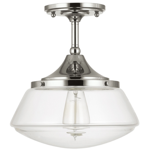 Capital Lighting Schoolhouse Semi-Flush Mount in Polished Nickel by Capital Lighting 3533PN-134