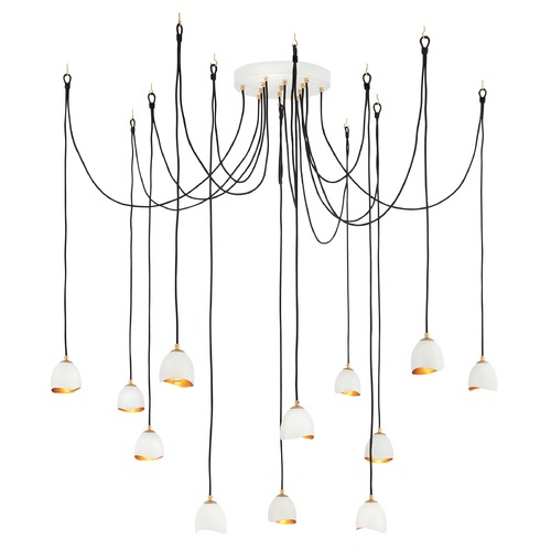 Hinkley Nula 12-Light Shell White & Gold Leaf Multi-Light Pendant by Hinkley Lighting 35908SHW