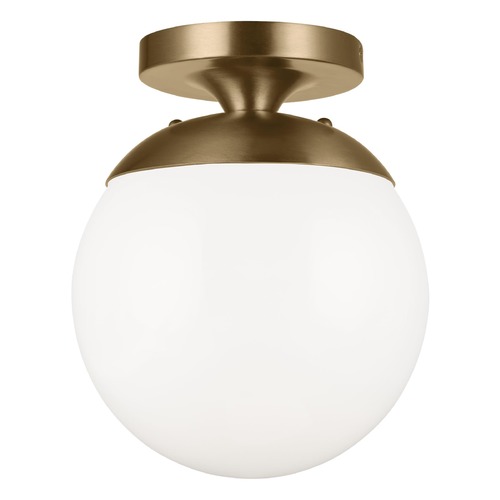 Leo 8-Inch LED Semi-Flush Mount in Satin Brass by Visual Comfort Studio