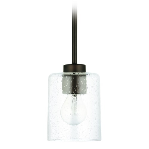HomePlace by Capital Lighting HomePlace Greyson Bronze 1-Light Pendant Light with Clear Seeded Glass 328511BZ-449