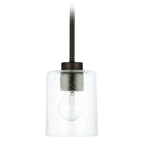 Greyson 4.75-Inch Bronze Pendant with Clear Seeded Glass by HomePlace by Capital Lighting