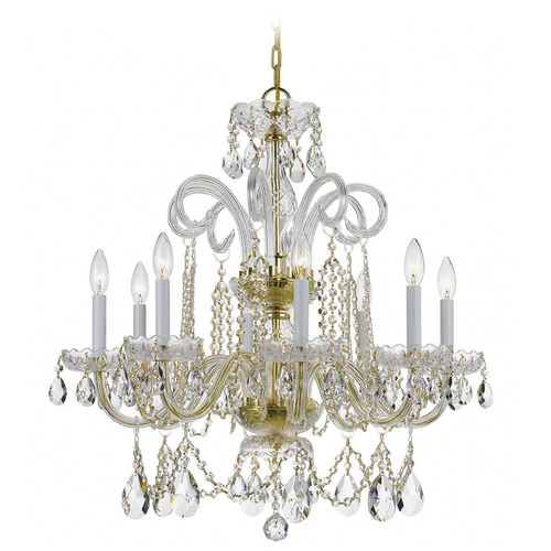 Crystorama Lighting Traditional Crystal Polished Brass Crystal Chandelier