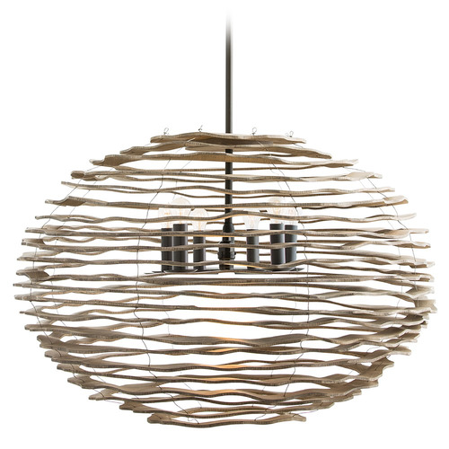 Rook 35-Inch Large Pendant in Natural Stained Wood by Arteriors Home