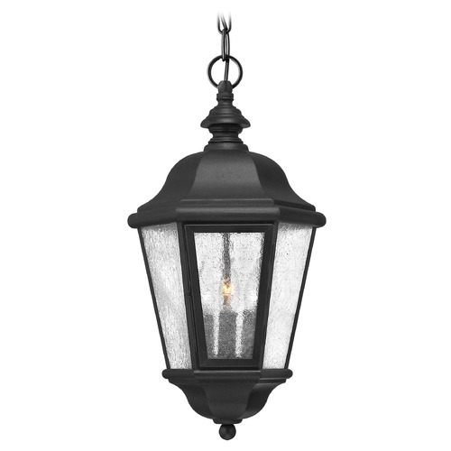 Traditional LED Seeded Glass Black Outdoor Hanging Light by Hinkley Lighting