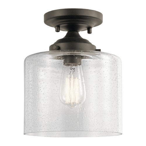 Seeded Glass Semi-Flush Mount Light Olde Bronze Winslow by Kichler Lighting