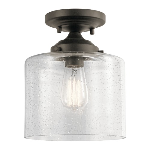 Kichler Lighting Seeded Glass Semi-Flush Mount Light Olde Bronze Winslow by Kichler Lighting 44033OZ