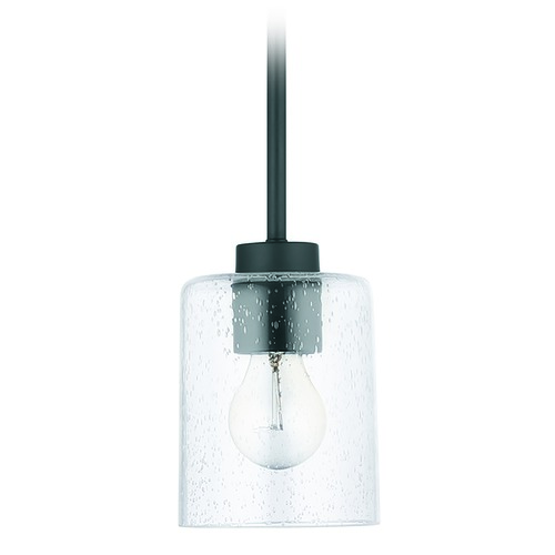Greyson 4.75-Inch Matte Black Pendant with Clear Seeded Glass by HomePlace by Capital Lighting