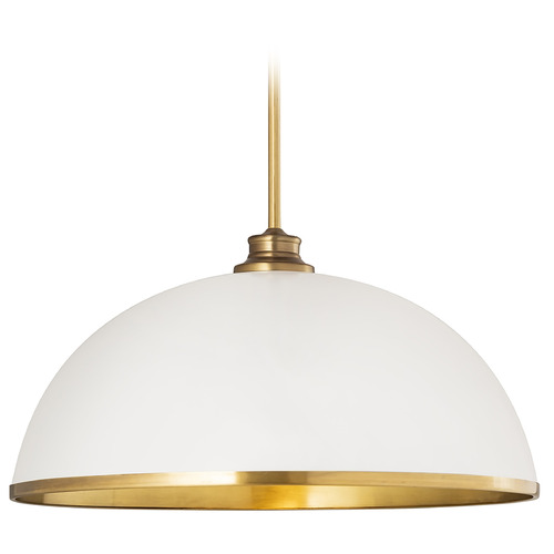 Landry Matte White & Rubbed Brass Pendant by Z-Lite