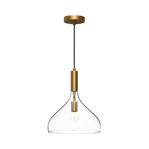 Alora Lighting Alora Lighting Belleview Aged Gold Pendant Light with Bowl / Dome Shade PD532312AGCL
