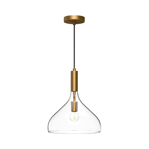 Alora Lighting Belleview Aged Gold Pendant Light with Bowl / Dome Shade
