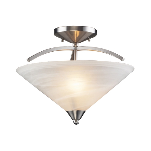 Elk Lighting Modern Semi-Flushmount Light with White Glass in Satin Nickel Finish 7633/2