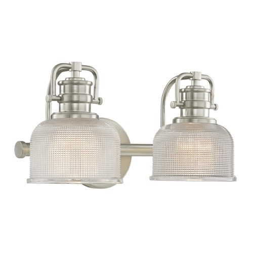 Design Classics Lighting Prismatic Glass 2-Light Bathroom Light in Satin Nickel Finish JJ 1792-09/FC