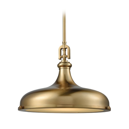 Elk Lighting Elk Lighting Rutherford Satin Brass Pendant Light with Bowl / Dome Shade 57072/1