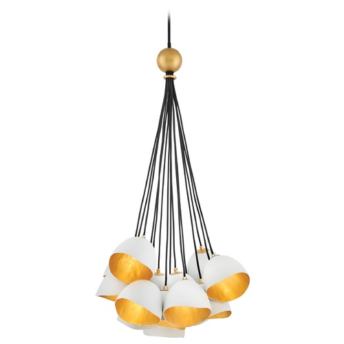 Nula 15-Light Shell White & Gold Leaf Chandelier by Hinkley Lighting
