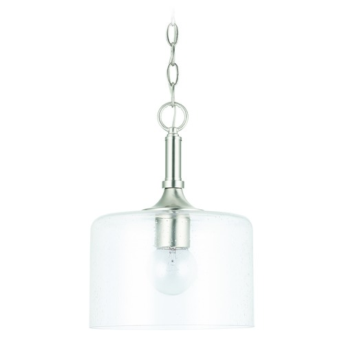 HomePlace by Capital Lighting HomePlace Carter Brushed Nickel 1-Light Pendant Light with Clear Seeded Glass 339311BN