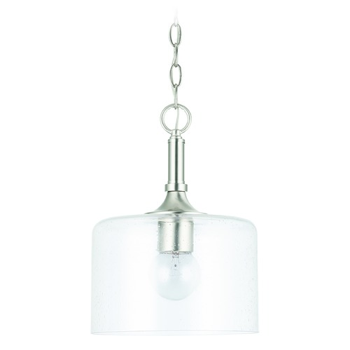 HomePlace by Capital Lighting Carter 10-Inch Brushed Nickel Pendant with Clear Seeded Glass by HomePlace by Capital Lighting 339311BN
