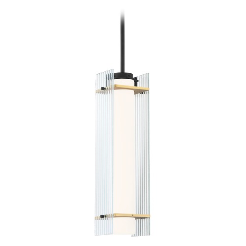 George Kovacs Lighting George Kovacs Midnight Gold Sand Coal and Honey Gold LED Pendant Light with Cylindrical Shade P1519-707-L