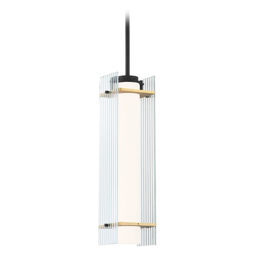 Midnight Gold Sand Coal and Honey Gold LED Pendant with Cylindrical Shade by George Kovacs