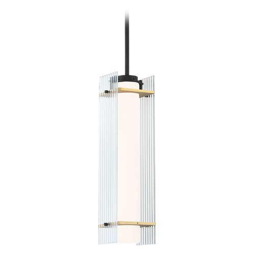 George Kovacs Lighting Midnight Gold Sand Coal and Honey Gold LED Pendant with Cylindrical Shade by George Kovacs P1519-707-L