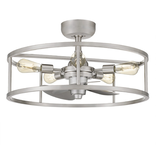 Quoizel Lighting New Harbor Ceiling Fan with Light in Brushed Nickel by Quoizel Lighting NHR3124BN