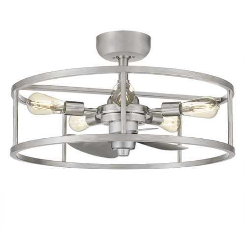 New Harbor Ceiling Fan with Light in Brushed Nickel by Quoizel Lighting