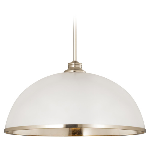 Z-Lite Landry Matte White & Brushed Nickel Pendant by Z-Lite 1004P20-MW-BN